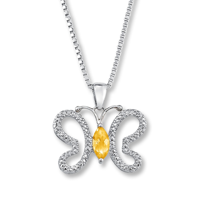 Main Image 1 of Butterfly Necklace Citrine/Diamonds Sterling Silver