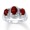 Thumbnail Image 0 of Garnet Ring Diamond Accents Sterling Silver