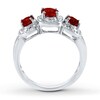 Thumbnail Image 1 of Garnet Ring Diamond Accents Sterling Silver