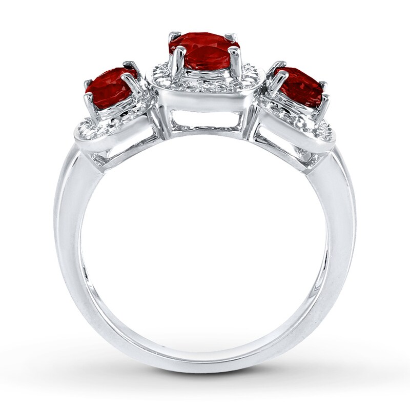 Garnet Ring Diamond Accents Sterling Silver