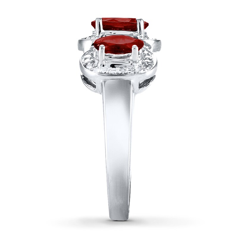 Garnet Ring Diamond Accents Sterling Silver