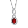 Thumbnail Image 0 of Garnet Necklace Diamond Accents Sterling Silver