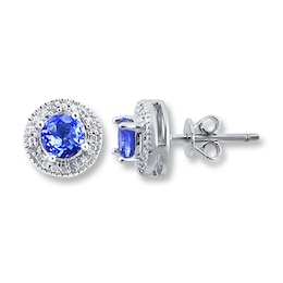 Tanzanite Earrings Diamond Accents Sterling Silver