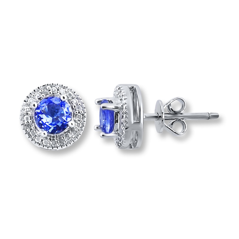 Main Image 1 of Tanzanite Earrings Diamond Accents Sterling Silver