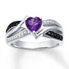 Thumbnail Image 0 of Amethyst Heart Ring Diamond Accents Sterling Silver