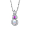 Thumbnail Image 1 of Lab-Created Opal Necklace Lab-Created Sapphire Sterling Silver