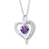 Thumbnail Image 1 of Amethyst Heart Necklace Lab-Created Sapphire Sterling Silver