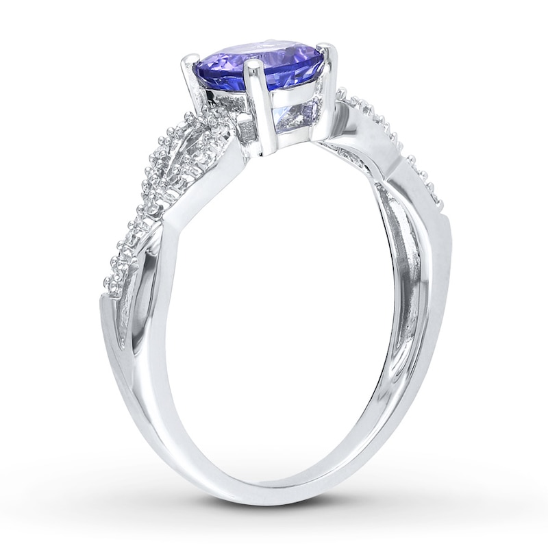 Main Image 3 of Tanzanite Ring 1/15 ct tw Diamonds 10K White Gold