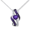 Thumbnail Image 0 of Amethyst Heart Necklace Diamond Accents Sterling Silver