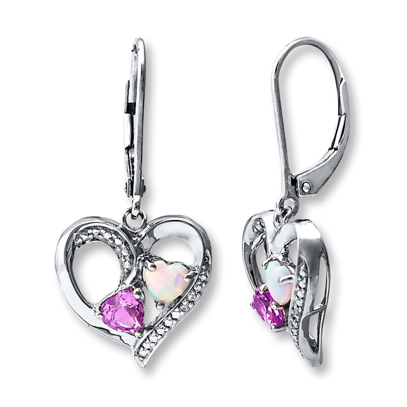 Main Image 1 of Lab-Created Opal Lab-Created Sapphires Sterling Silver Earrings