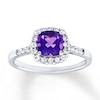 Thumbnail Image 1 of Amethyst Ring Lab-Created Sapphires Sterling Silver