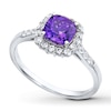 Thumbnail Image 3 of Amethyst Ring Lab-Created Sapphires Sterling Silver