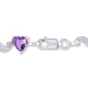 Thumbnail Image 3 of Amethyst Heart Bracelet Diamond Accents Sterling Silver
