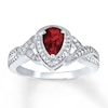 Thumbnail Image 1 of Garnet Ring Diamond Accents Sterling Silver