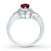Thumbnail Image 2 of Garnet Ring Diamond Accents Sterling Silver