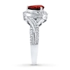 Thumbnail Image 3 of Garnet Ring Diamond Accents Sterling Silver