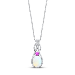 Lab-Created Opal Necklace Lab-Created Sapphire Sterling Silver