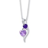 Thumbnail Image 0 of Amethyst Heart Necklace Diamond Accent Sterling Silver