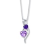 Thumbnail Image 1 of Amethyst Heart Necklace Diamond Accent Sterling Silver