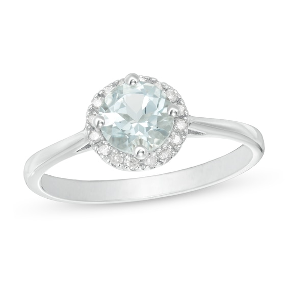 Aquamarine Ring 1/15 ct tw Diamonds Sterling Silver | Kay