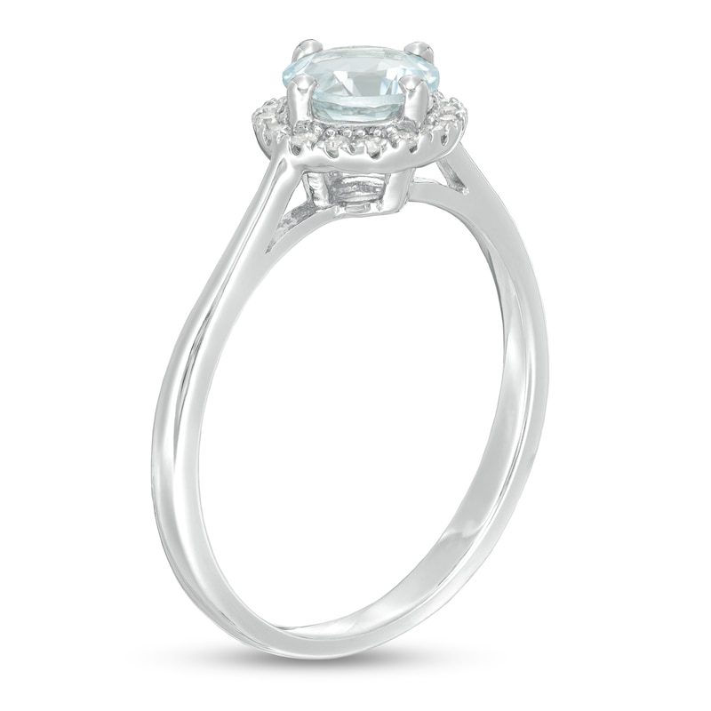 Main Image 2 of Aquamarine Ring 1/15 ct tw Diamonds Sterling Silver