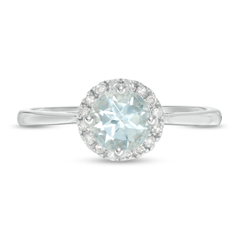 Aquamarine Ring 1/15 ct tw Diamonds Sterling Silver