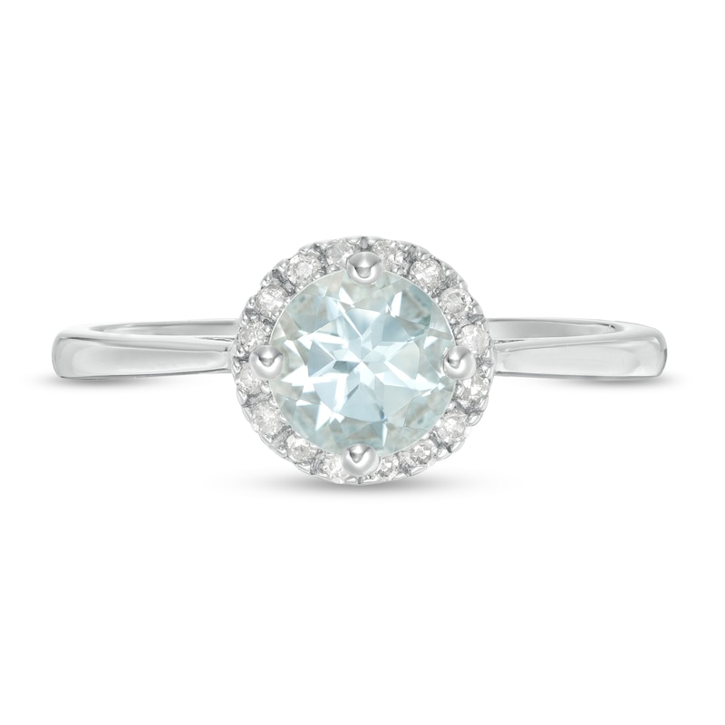 Main Image 3 of Aquamarine Ring 1/15 ct tw Diamonds Sterling Silver