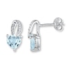 Thumbnail Image 0 of Aquamarine Heart Earrings Diamond Accents Sterling Silver