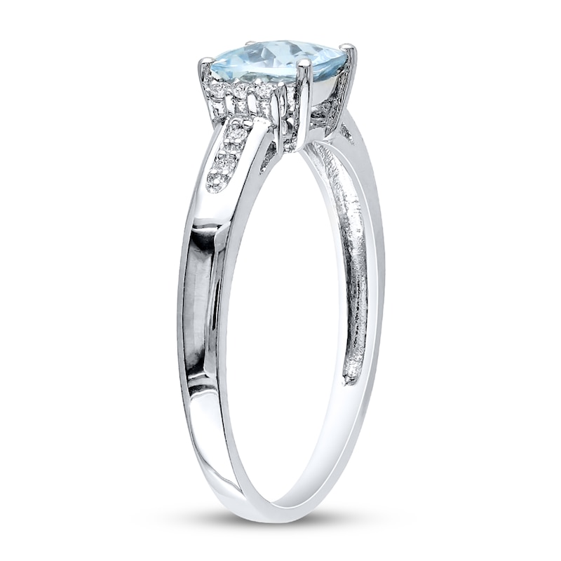 Aquamarine Ring 1/20 ct tw Diamonds Sterling Silver
