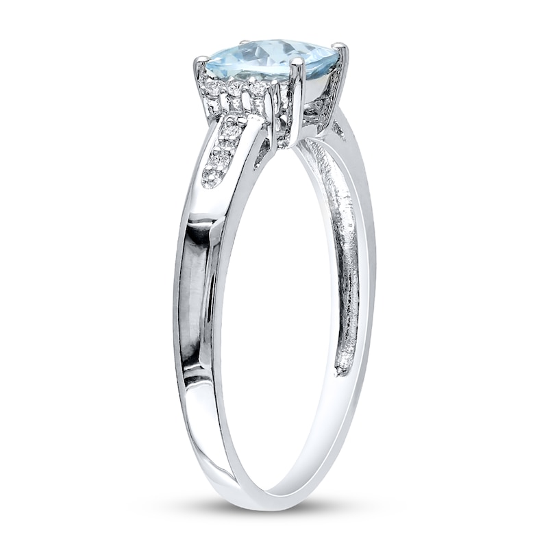 Main Image 2 of Aquamarine Ring 1/20 ct tw Diamonds Sterling Silver
