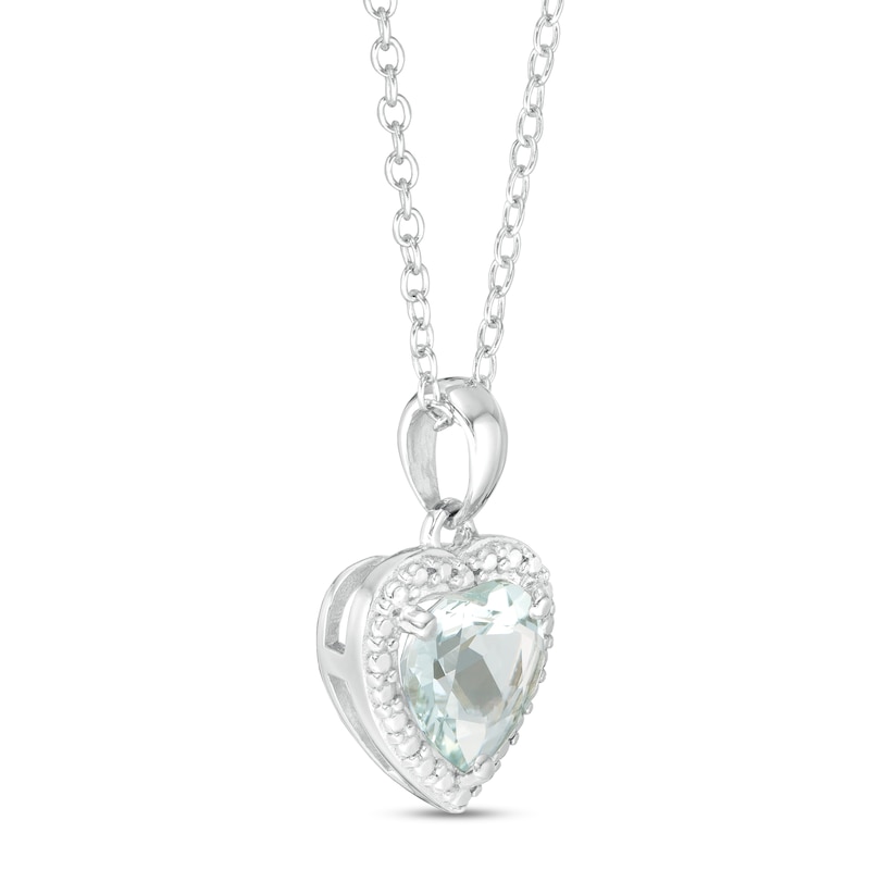 Aquamarine Heart Necklace Sterling Silver