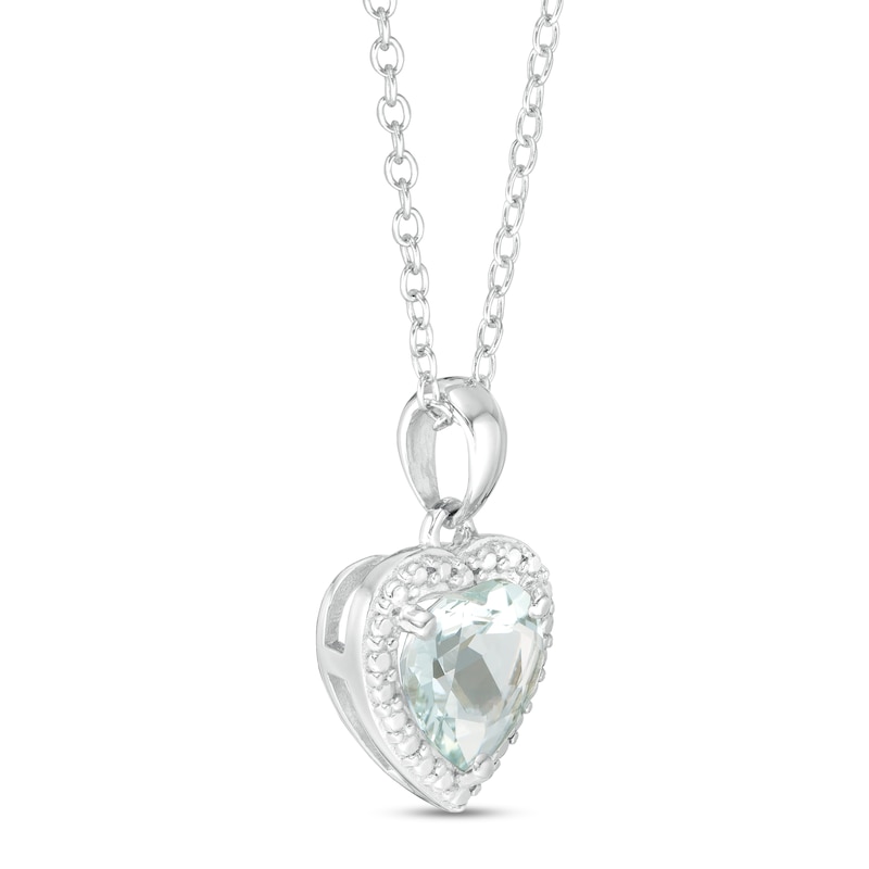 Main Image 2 of Aquamarine Heart Necklace Sterling Silver