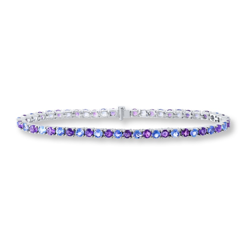 Tanzanite and Amethyst Bracelet Sterling Silver with 360