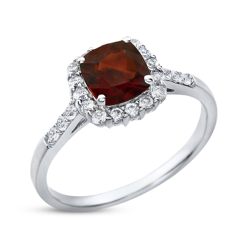 Main Image 2 of Garnet Ring Lab-Created Sapphires Sterling Silver