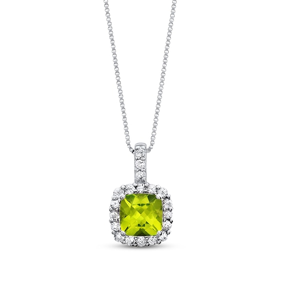 Peridot Necklace Lab-Created Sapphires Sterling Silver