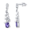 Thumbnail Image 1 of Amethyst Dangle Earrings Diamond Accents Sterling Silver