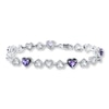 Thumbnail Image 1 of Amethyst Bracelet Black/White Diamonds Sterling Silver