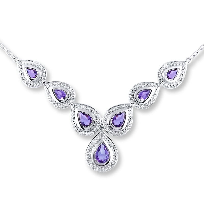 Amethyst Necklace Diamond Accents Sterling Silver