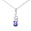 Thumbnail Image 1 of Amethyst Necklace Diamond Accents Sterling Silver