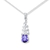 Thumbnail Image 0 of Amethyst Necklace Diamond Accents Sterling Silver