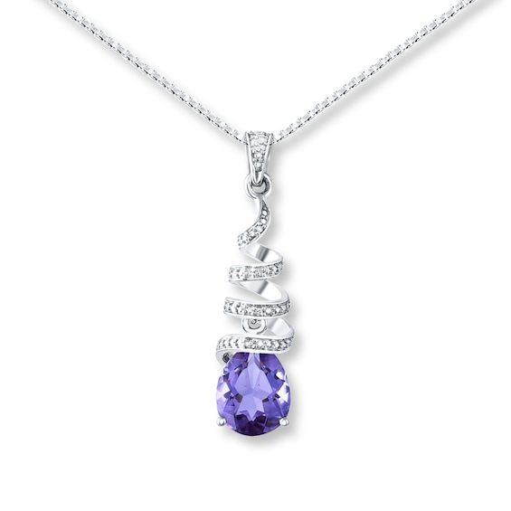 Amethyst Necklace Diamond Accents Sterling Silver