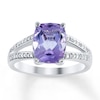 Thumbnail Image 1 of Amethyst Ring Diamond Accents Sterling Silver