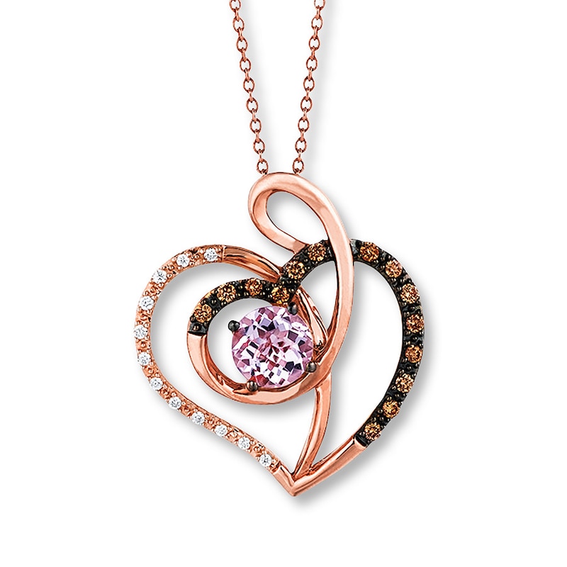Main Image 1 of Le Vian Amethyst Necklace 1/6 ct tw Diamonds 14K Strawberry Gold