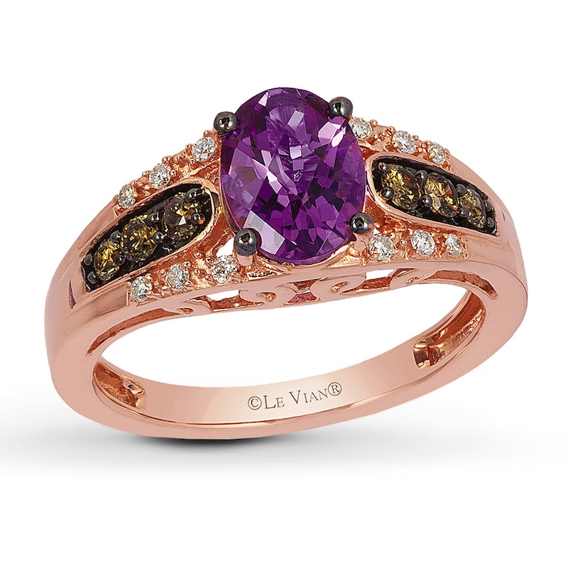 Le Vian Amethyst Ring 1/4 ct tw Diamonds 14K Strawberry Gold