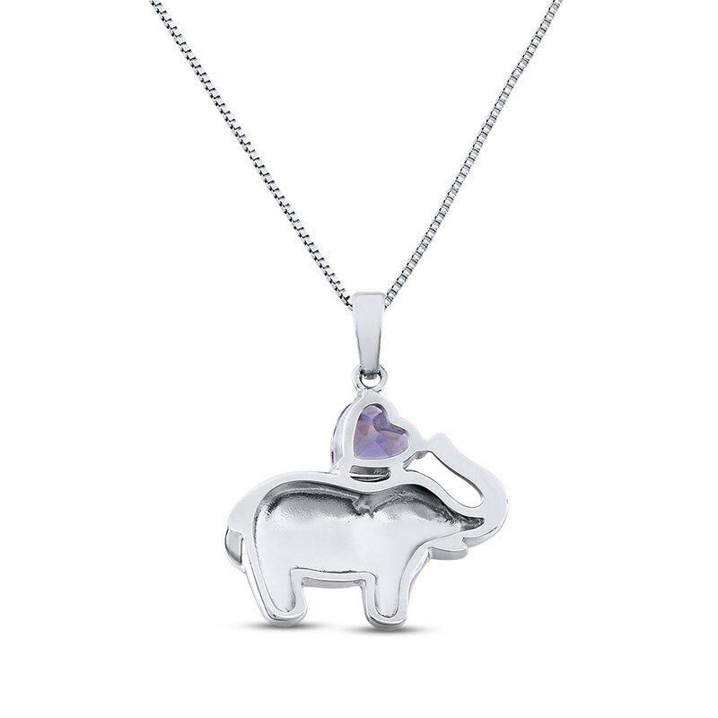 Main Image 2 of Elephant Necklace Amethyst Sterling Silver