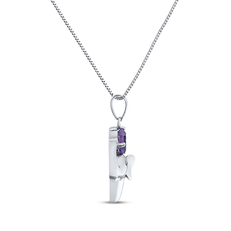 Main Image 3 of Elephant Necklace Amethyst Sterling Silver