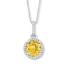 Thumbnail Image 0 of Citrine Necklace Lab-Created Sapphire Sterling Silver