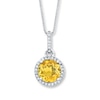 Thumbnail Image 1 of Citrine Necklace Lab-Created Sapphire Sterling Silver