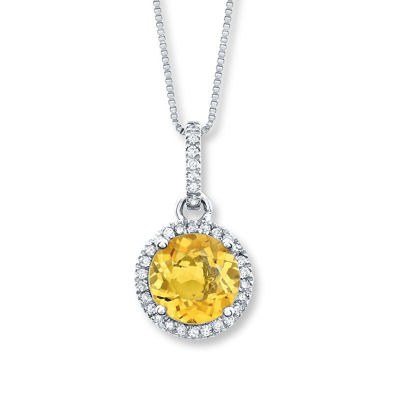Main Image 1 of Citrine Necklace Lab-Created Sapphire Sterling Silver