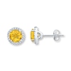 Thumbnail Image 1 of Citrine Earrings Lab-Created Sapphire Sterling Silver